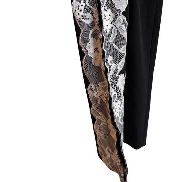 Vintage 90's Y2K Cache Black White Lace Trim Side Slit Dress Pants Size 4 NEW - Picture 4 of 9
